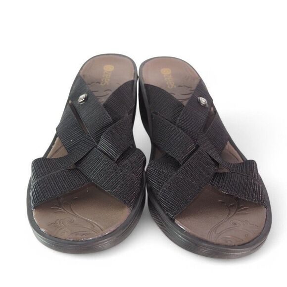 BZEES Disco Strappy Elastic Slide-on Wedge Sandals Black Women's 7M - Picture 3 of 10